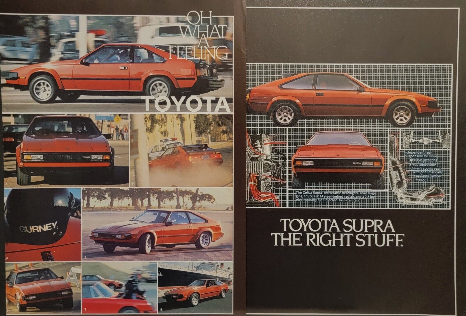 1982 Toyota Supra Retractable Headlights 2p Print Ad Dan Gurney