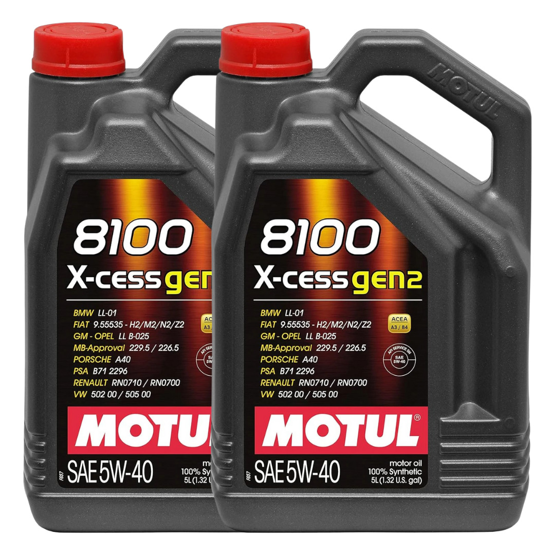 Motul 8100 X-Cess Gen2 5W40 - 100% Synthetic Oil - 5L 109776 2 Pack