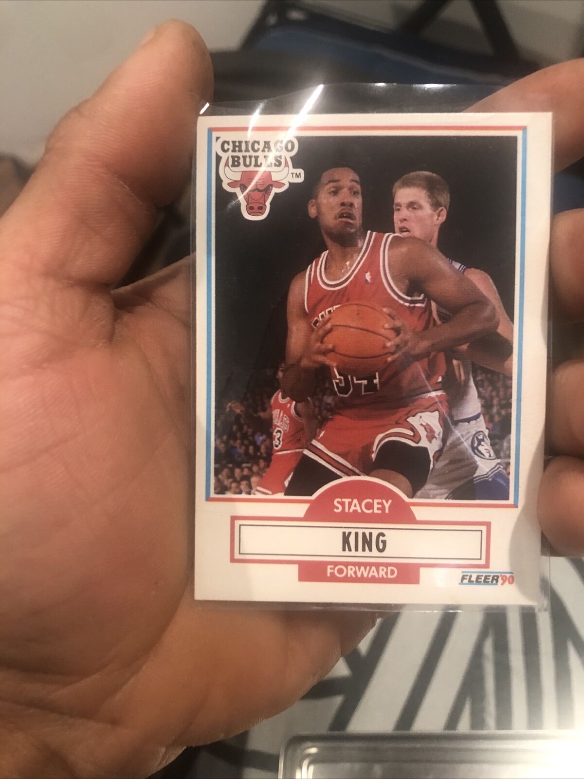 Stacey King 1990 Fleer FWD Chicago Bulls Card #27 Rare OFF CENTER+ERROR NM