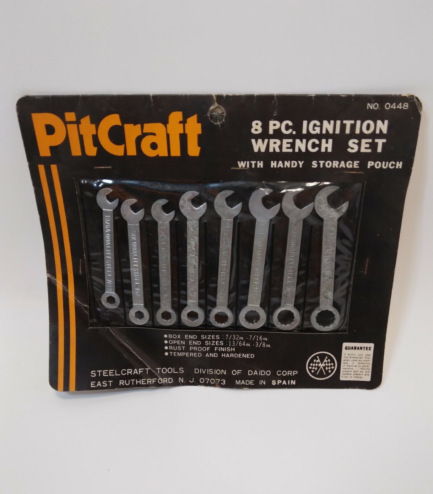 Vintage PitCraft 8 Pc Ignition Wrench Set With Storage Pouch