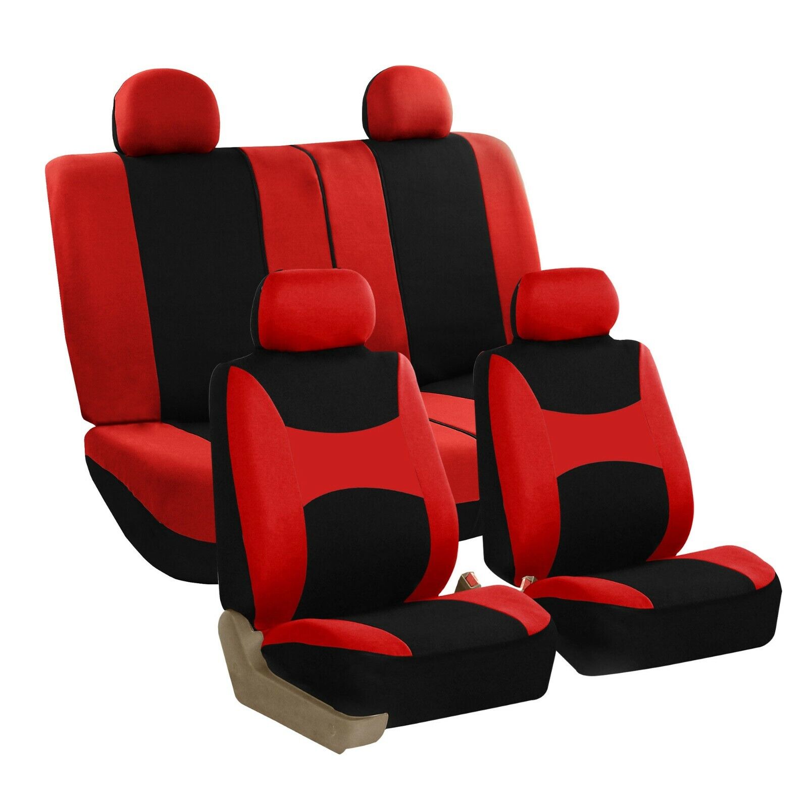 Car Seat Covers Auto Sedan SUV Truck Van Full Set 4 Headrests Red