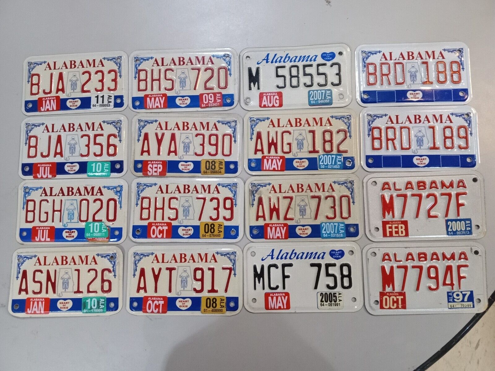 1997 2000 2005 2007- 2011 Alabama Motorcycle License Plate Tag Lot (16)