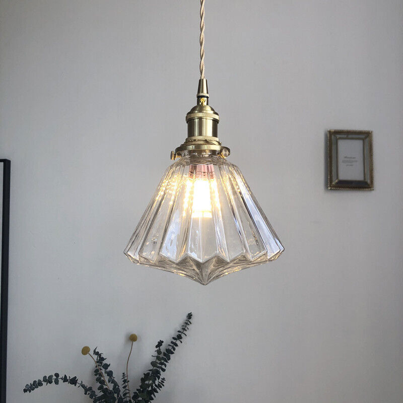 Vintage Brown Glass Pendant light LED Ceiling Lamp Chandelier Suspension Lights