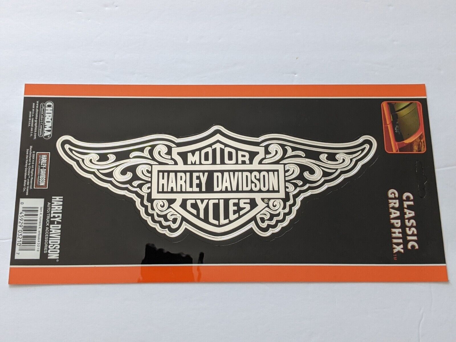 Harley Davidson Chrome Wings Bar and Shield OUTSIDE WINDOW Decal #3210 ~ 9.25 IN