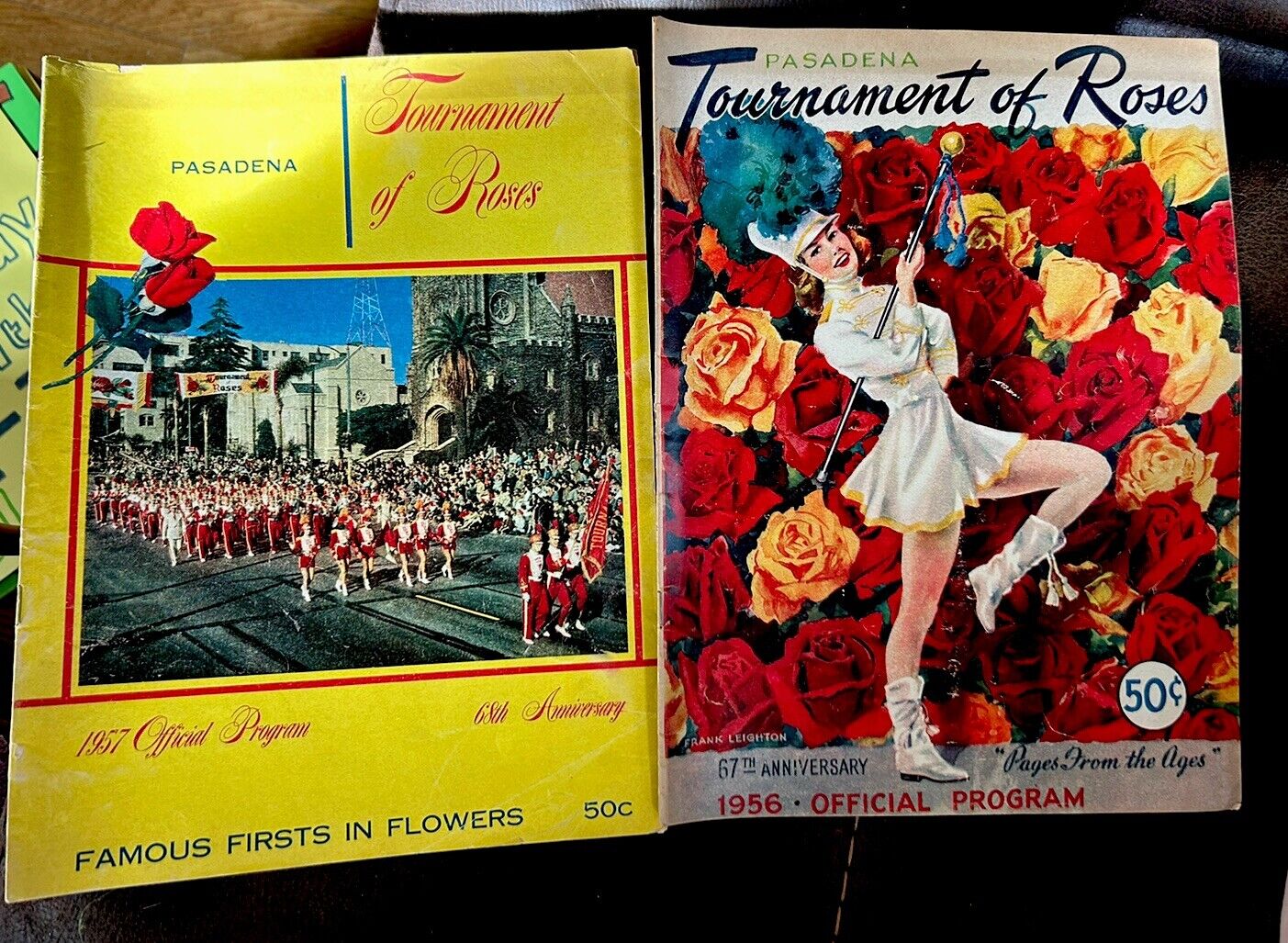 (2) 1956-1957  Pasadena Tournament Of Roses Official Program(s)