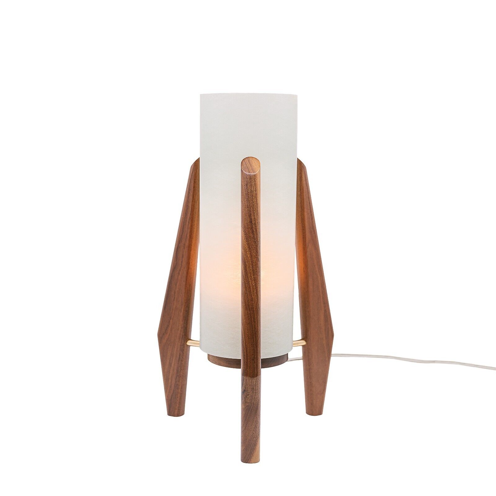 Mid Century Modern American Walnut Lamp, Made in USA, 3-way LED bulb