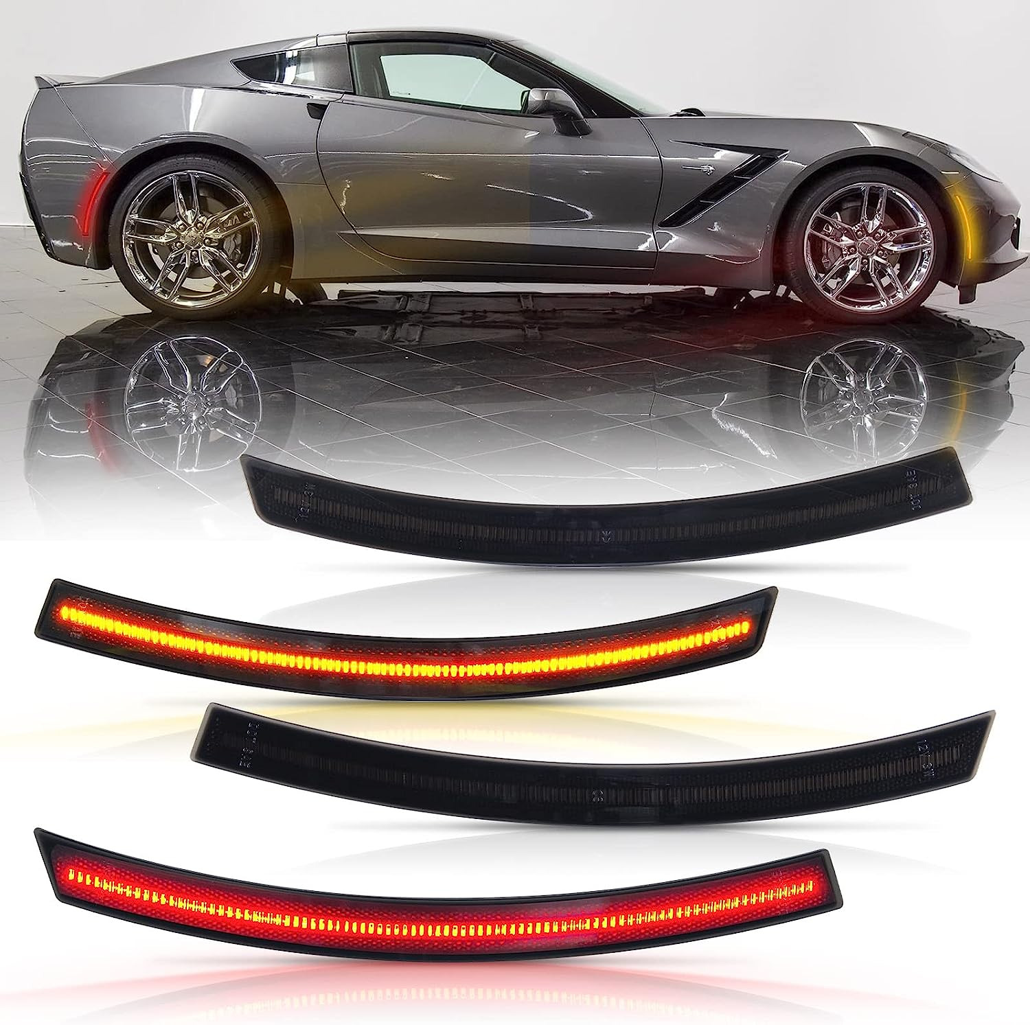 LED Side Marker Lights Kits Front Amber Rear Red Turn Signal Reflector Lamp for 