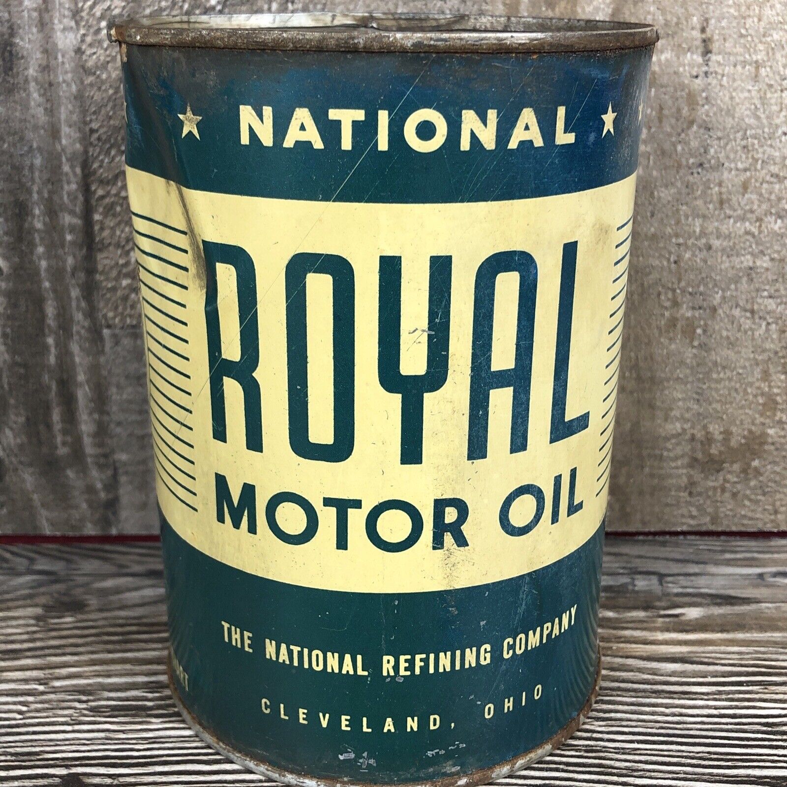 Rare Vintage National Royal Motor Oil Cleveland, Ohio Tin Can 1 Quart