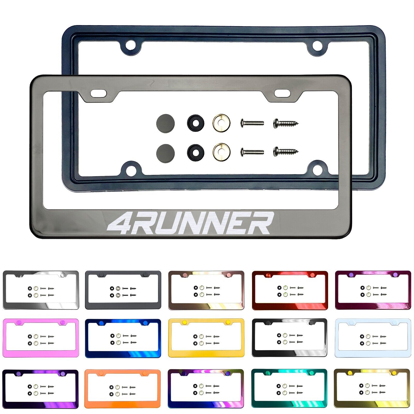 Customize Stainless Steel License frame Silicone Back Guard Fit Toyota 4Runner
