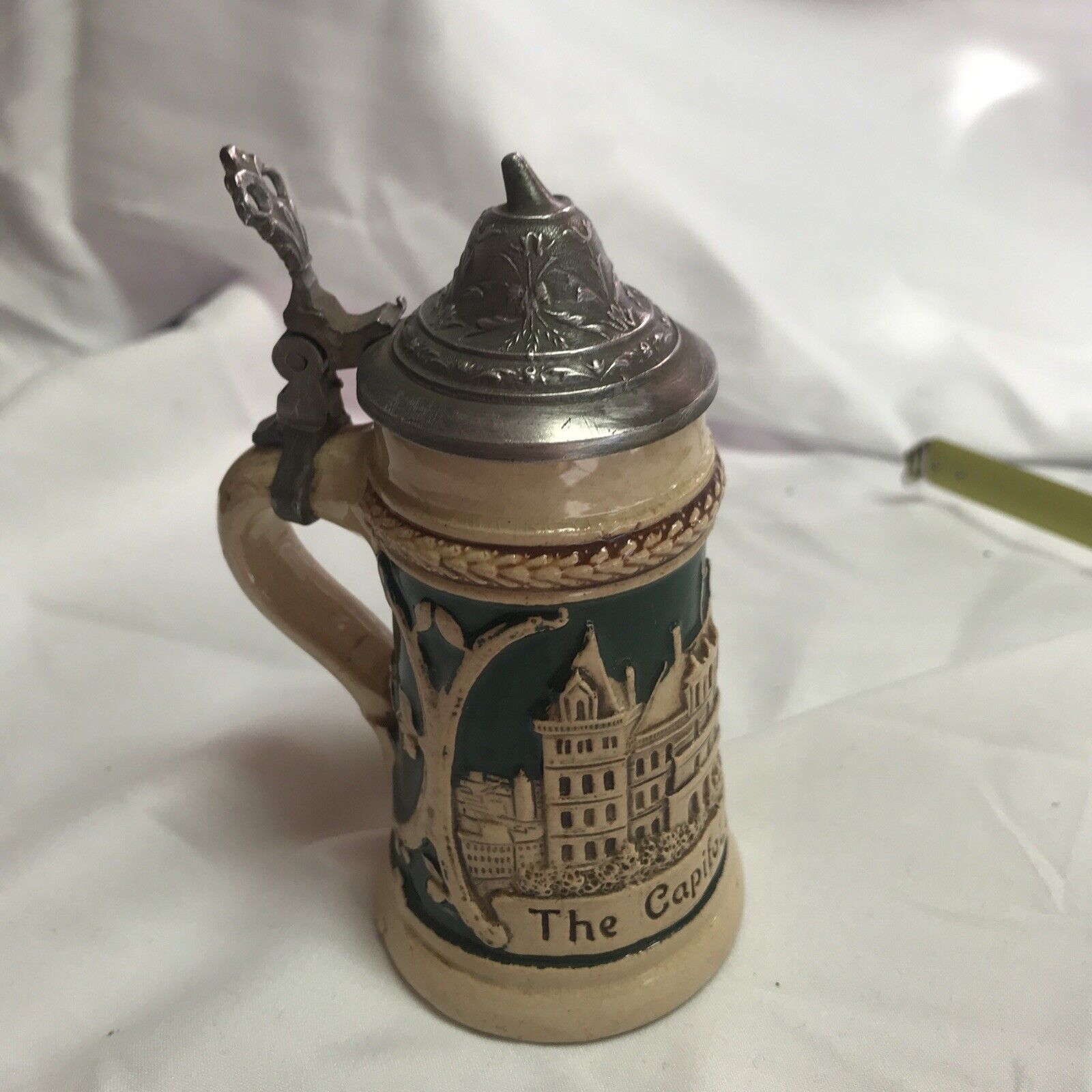 Miniature 4 1/2” Beer Stein The Capitol Albany NY Made In Germany