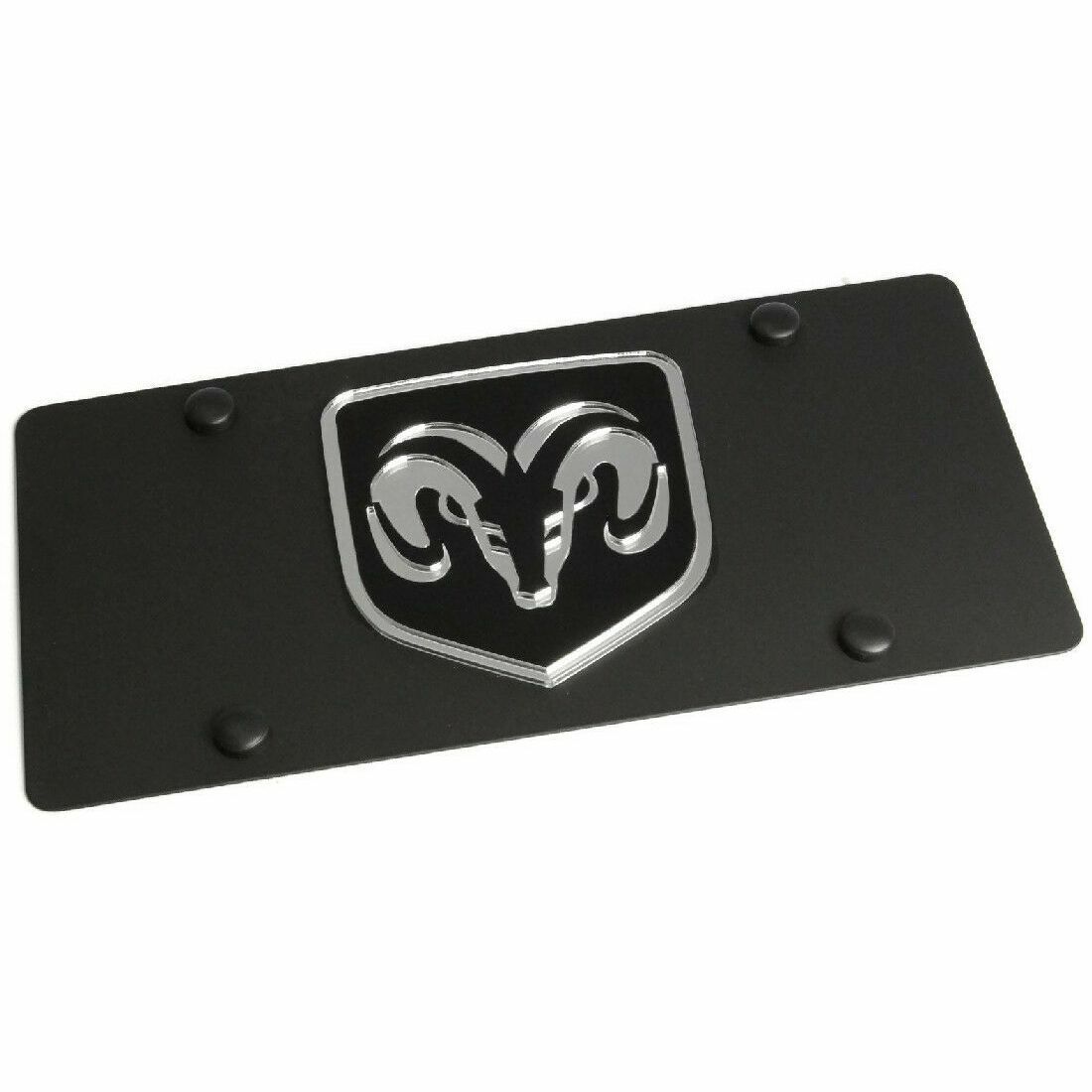 Stainless Steel Black Boxed Ram License Plate Frame 3D Novelty Tag