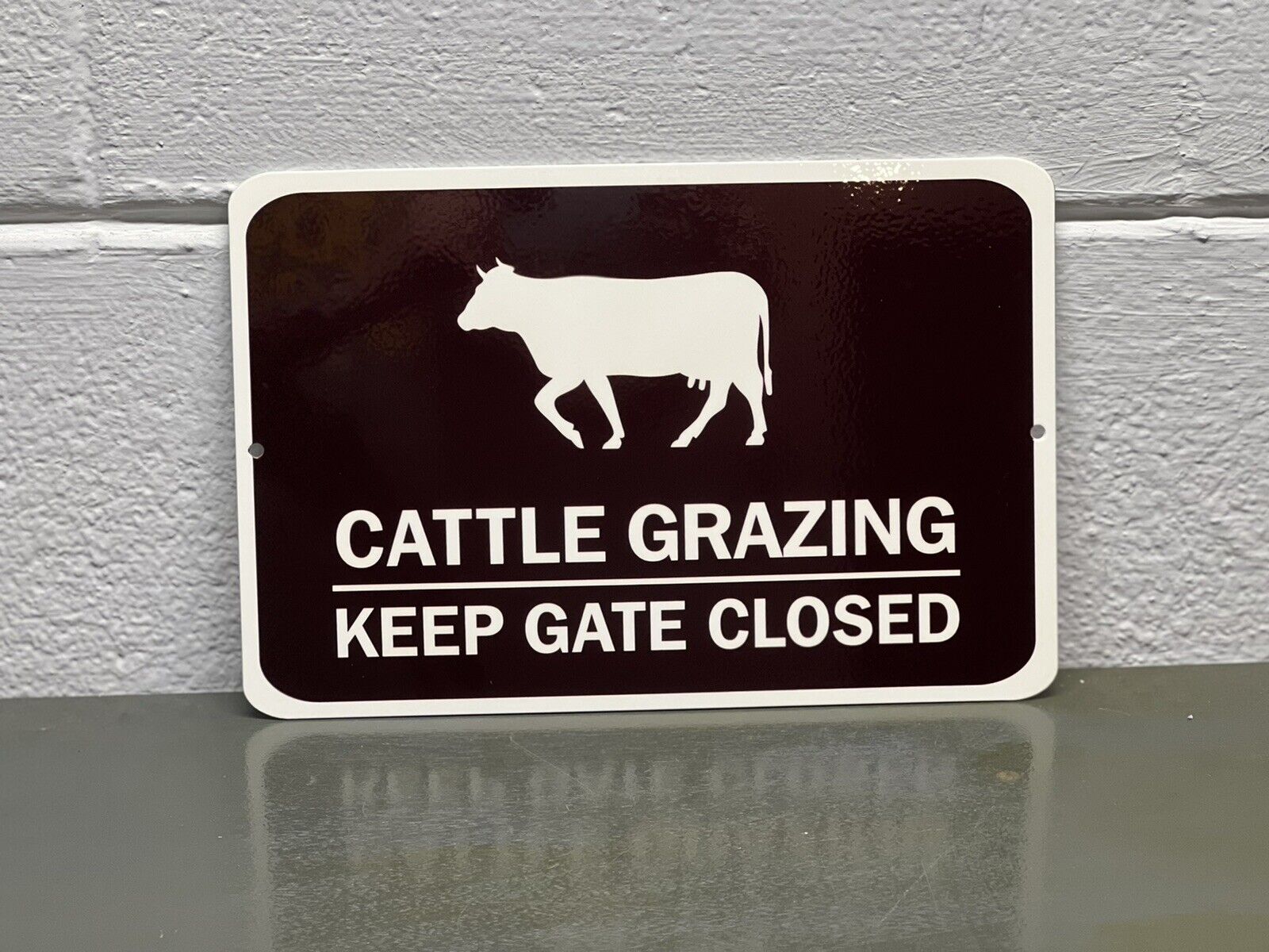 Cattle Grazing Keep Gate Closed Thick Metal Sign Farm Gas Oil Cows Agriculture