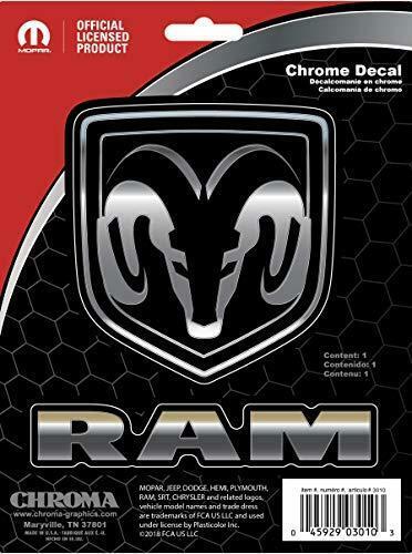 Chroma Dodge Ram Logo Badge Shield Classic Emblem Decal 2 pcs set Chrome Black