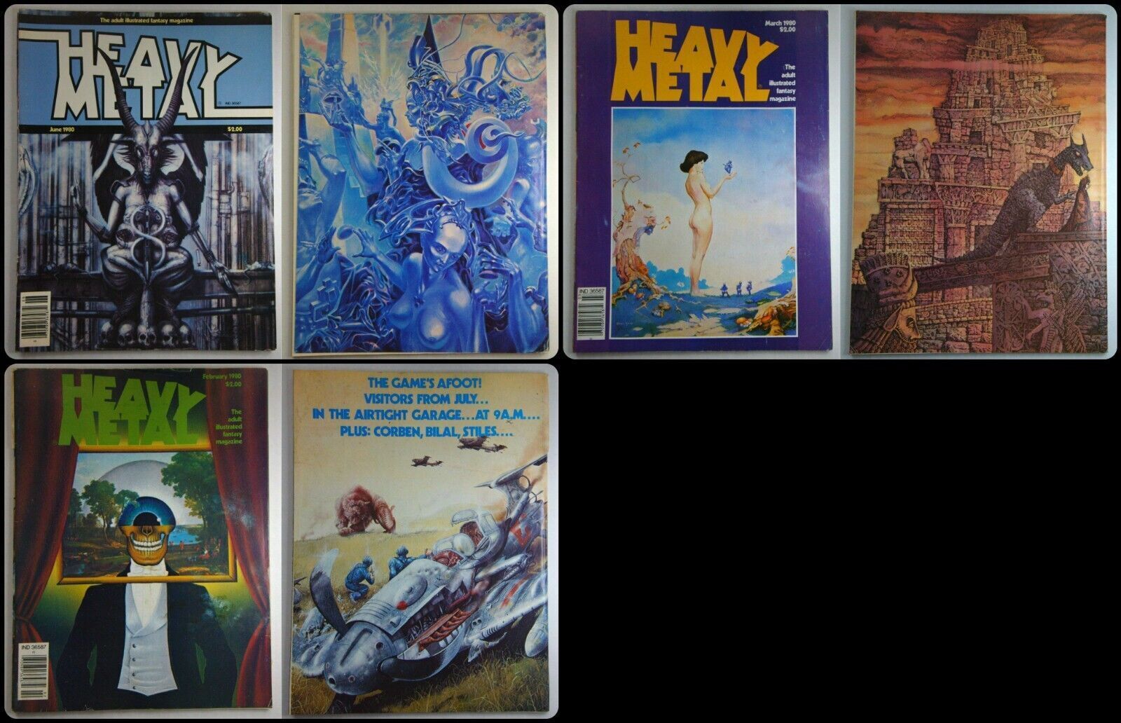 Lot Of 3 1980 Heavy Metal Magazines February, March, June Lower Grade