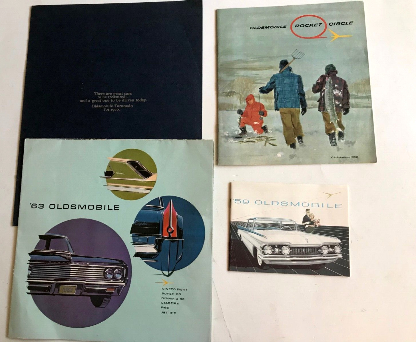 1958 1959 1963 1970 OLDSMOBILE CAR AUTO DEALER BROCHURES W FOLD-OUT 4 ITEMS