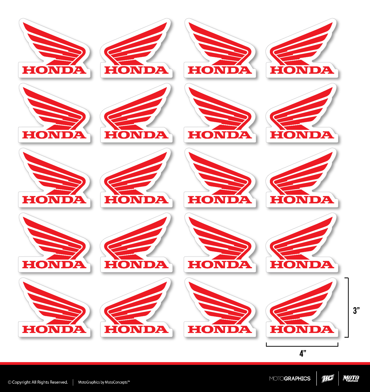 Honda Motocycle Helmet Bike Decals 20 pcs  3\