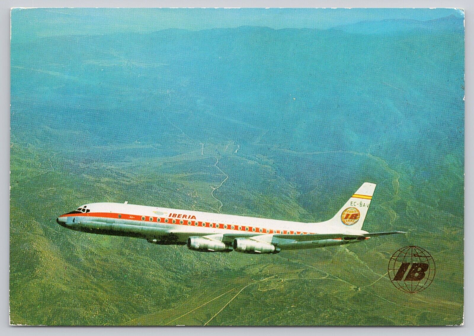 Post Card IBERIA DC-8/52 Douglas Turbofan Jet D259