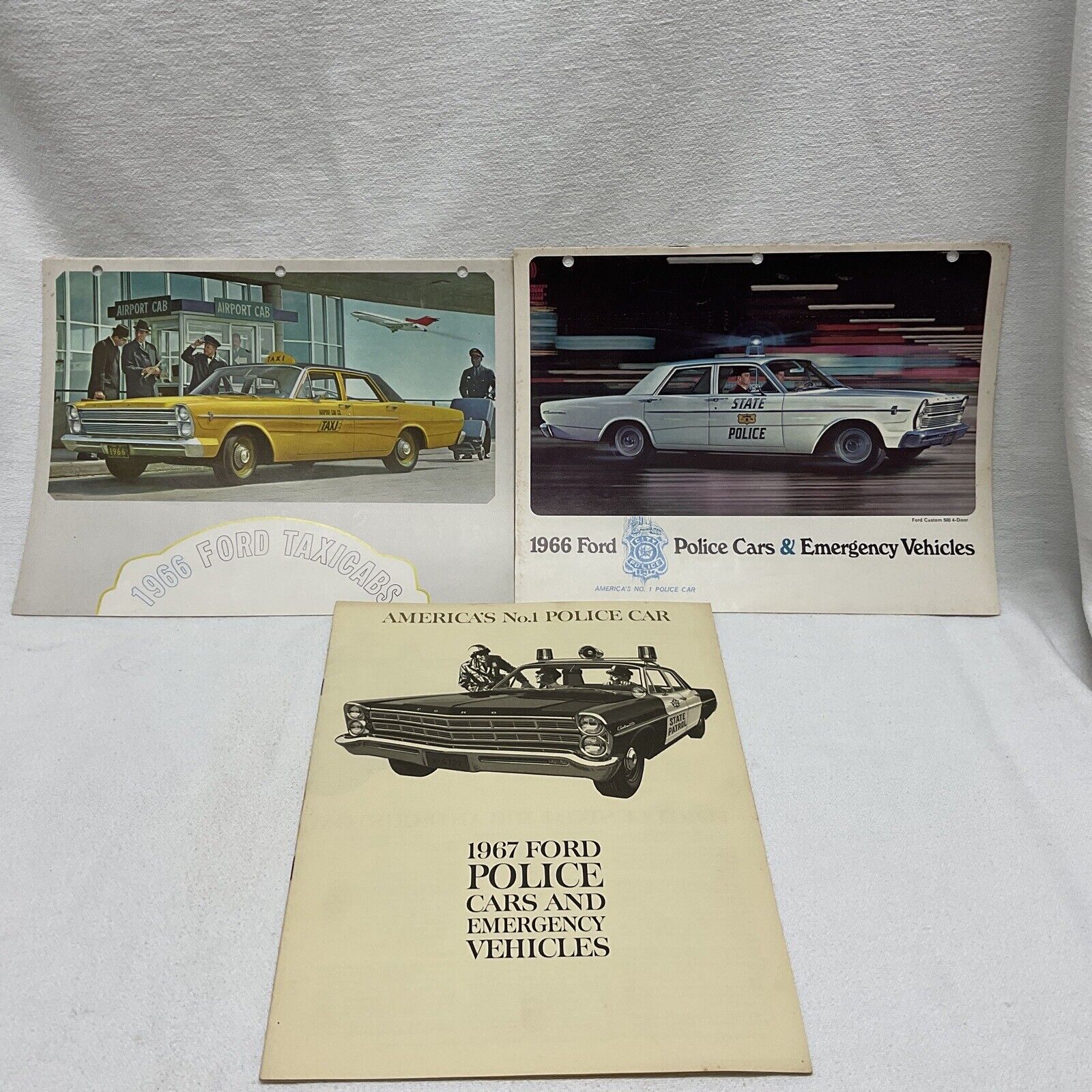 Original 1966/67 Ford Police/ Emergency/ Cabs / Sales Brochures Catalogs Lot (3)
