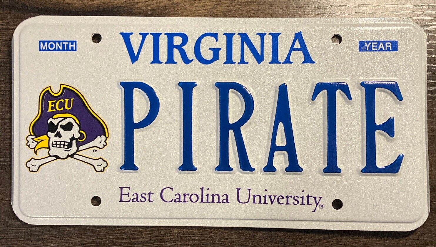 Exp Va DMV Virginia License Plate Pirate East Carolina Collegiate Vanity Tag Eye