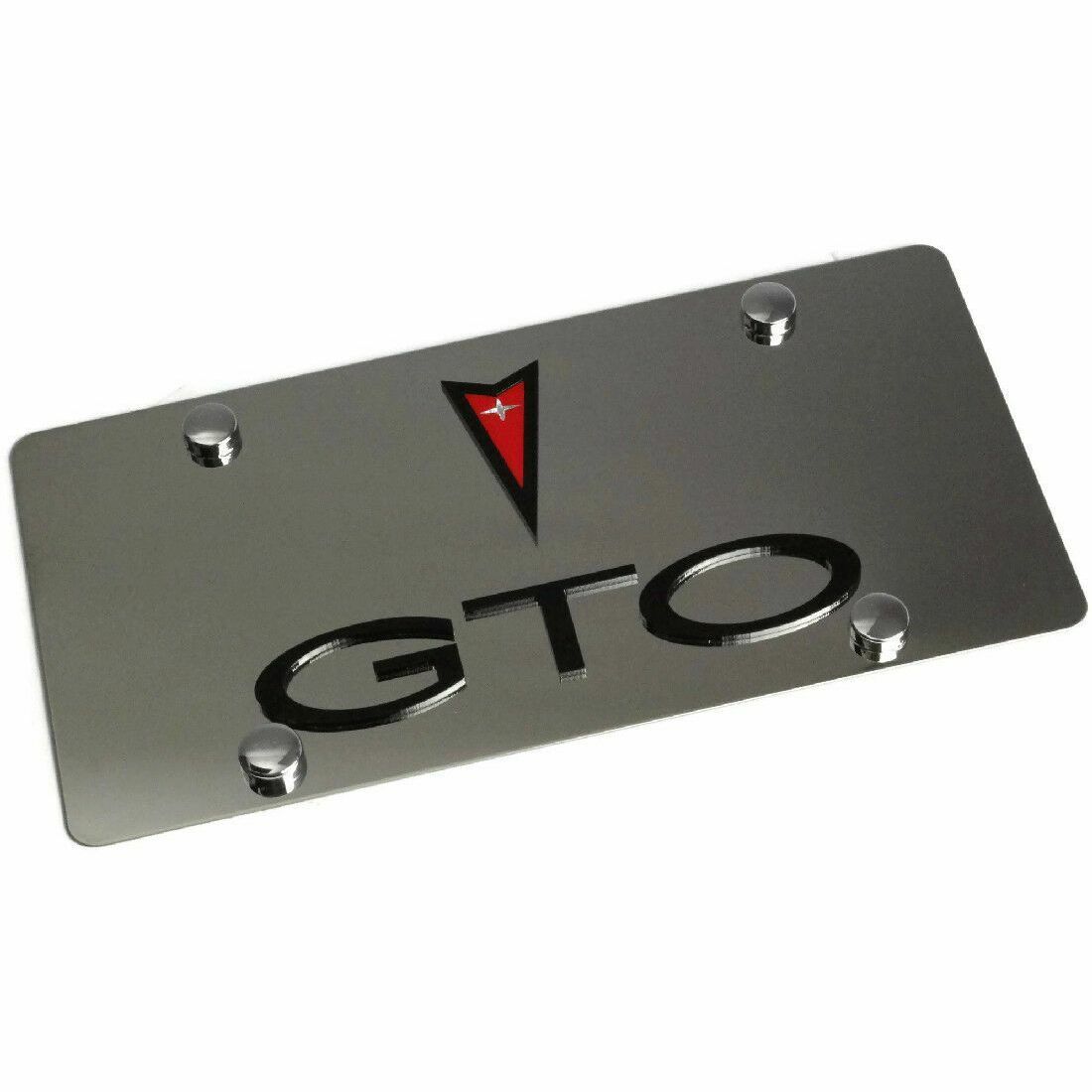 Stainless Steel Pontiac GTO Black Red Logo Black License Plate Frame 3D Novelty