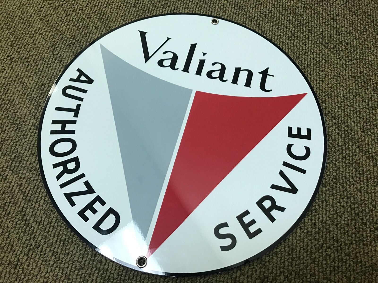 Valiant service vintage Plymouth Chrysler round sign reproduction grey