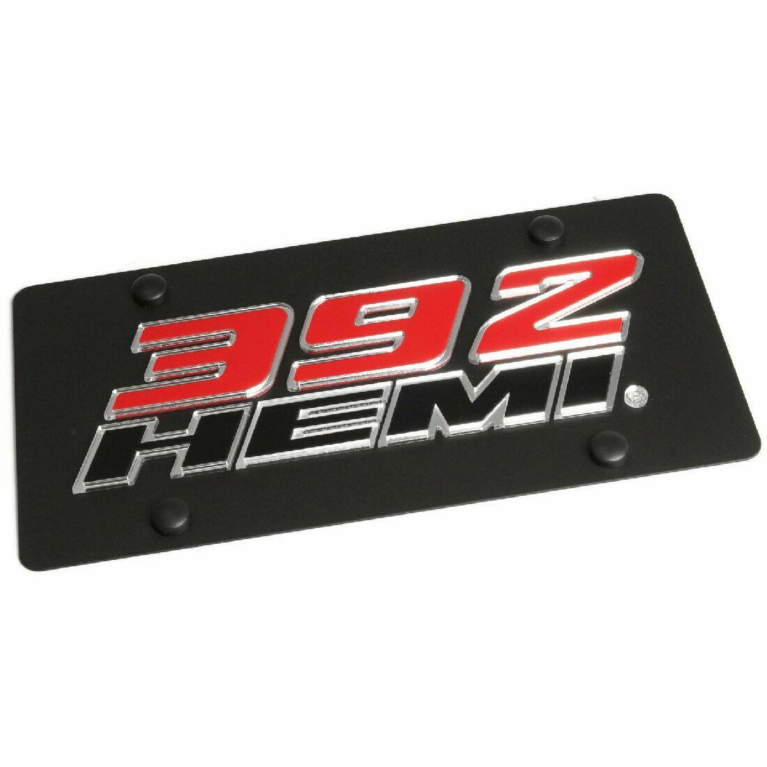 Stainless Steel Black 392 Hemi Mirror Red License Plate Frame 3D Novelty Tag