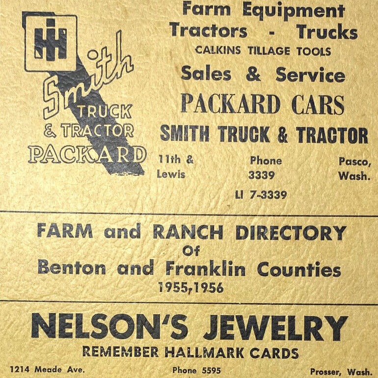 Vintage 1955-1956 Benton Franklin Counties Farm Ranch Rural Telephone Directory