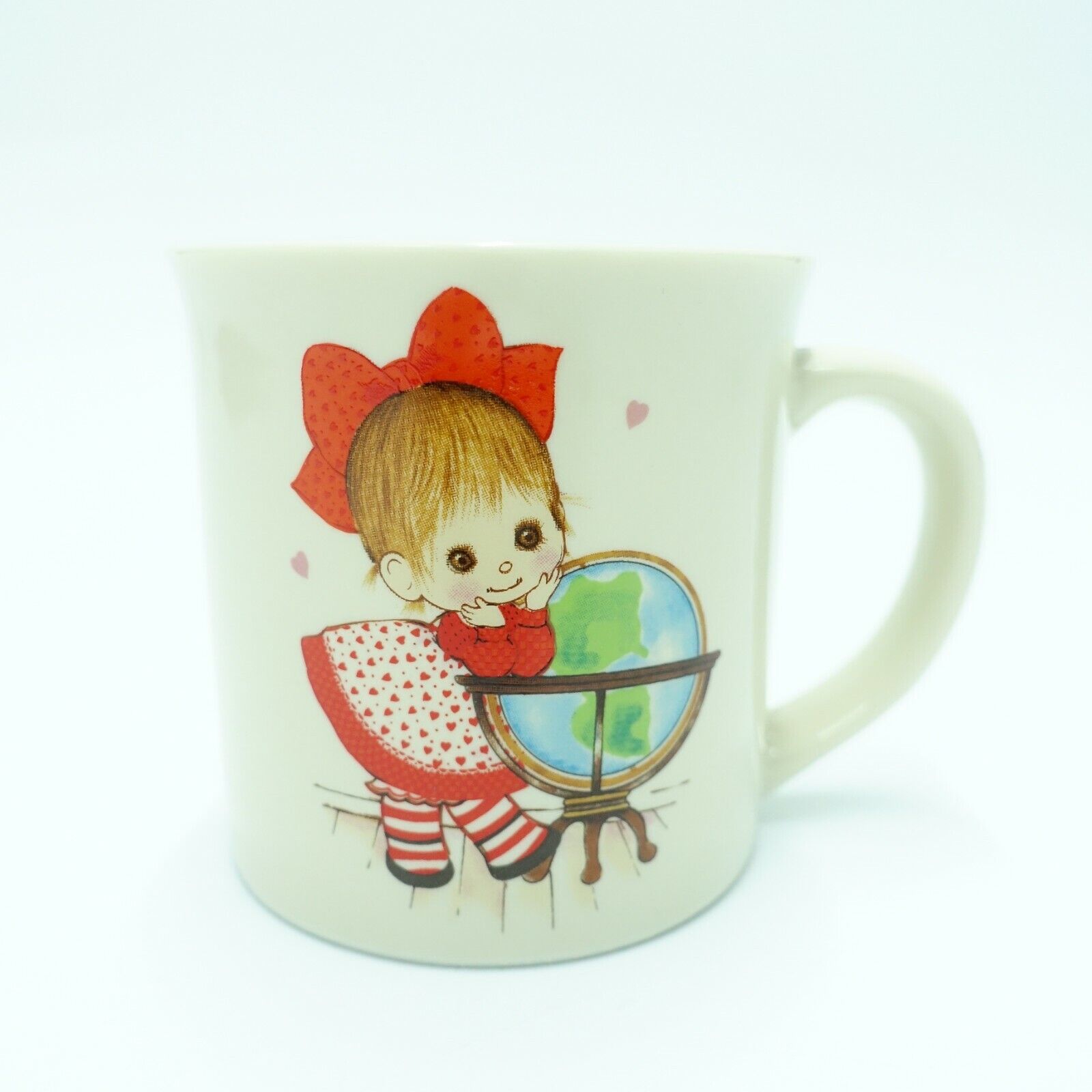 Otagiri Japan Child Girl Globe Gibson Greeting Cream Red Valentine Hearts Mug