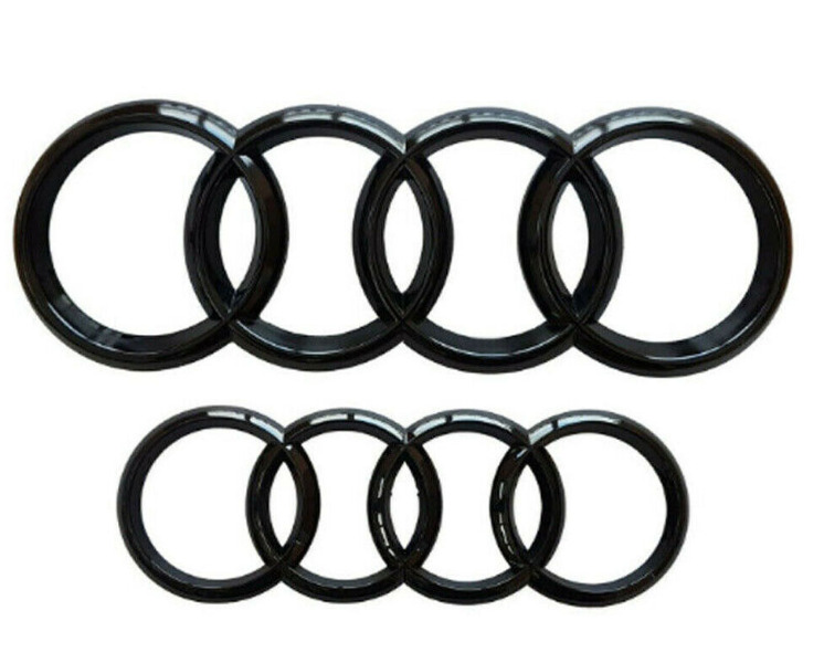 For Audi A4 A5 A6 Black Gloss Emblem Rings V+H Radiator Grille...