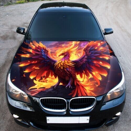 Fits every car hood wrap Decal with vinyl fire Phoenix (customizable)