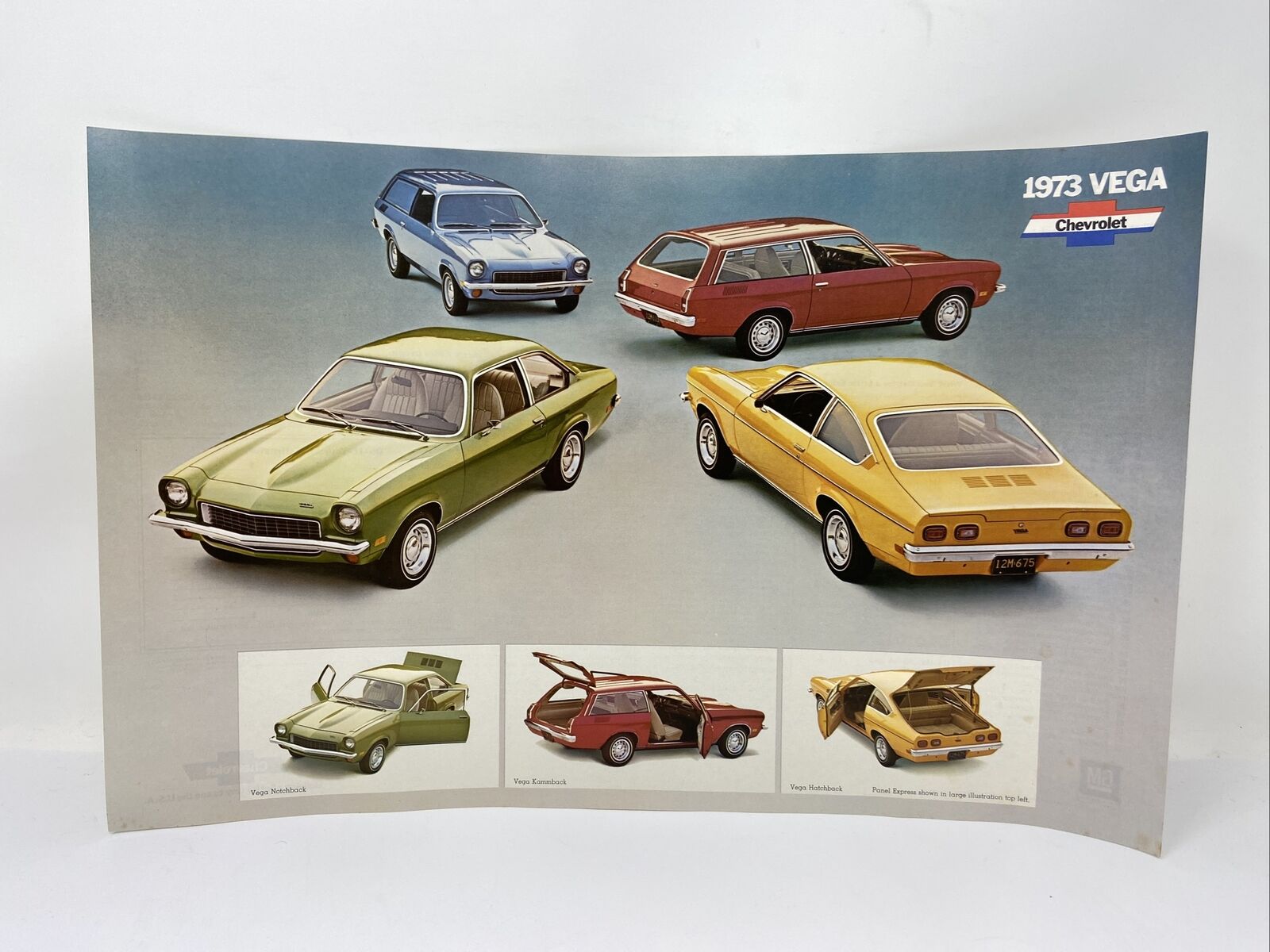 1973 1974 Chevrolet Vega Dealership Chevy Showroom Poster w/ Specs on Back