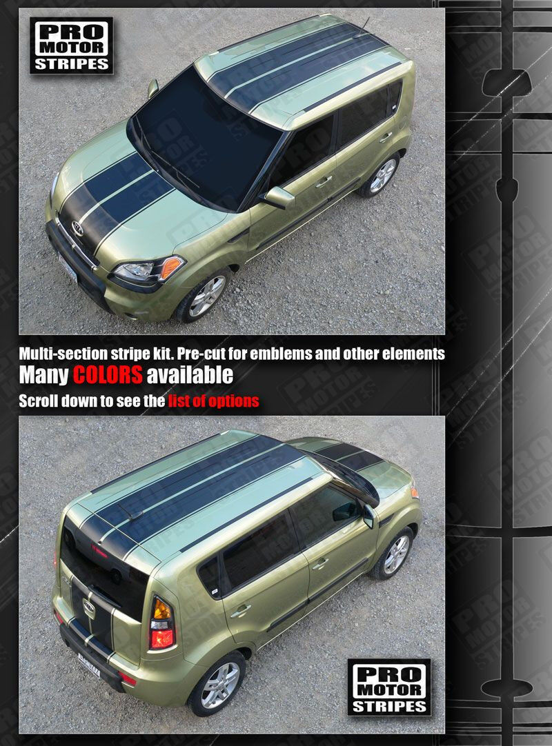 For KIA SOUL 2008-2019 Over Top Center Double Stripes Decals (Choose Color)