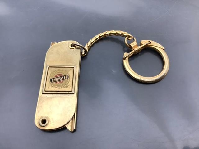 Vintage Promo Keyring CHRYSLER LOGO Keychain 2 BLANK KEYS Ancien Porte-Clés CLÉS
