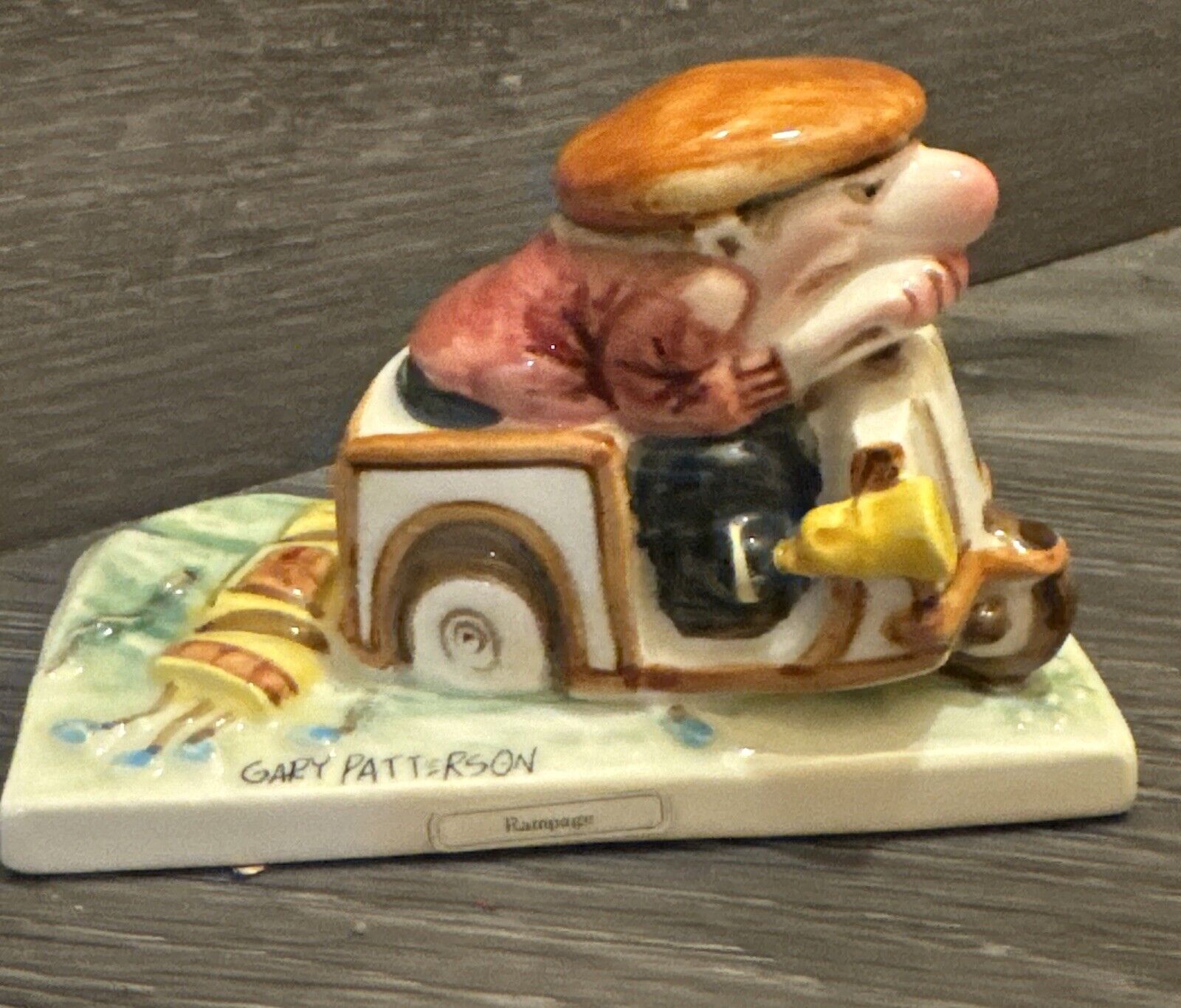 Figurine Gary Patterson Rampage Golf Cart Clubs Collectible 1978 Ceramic Vintage