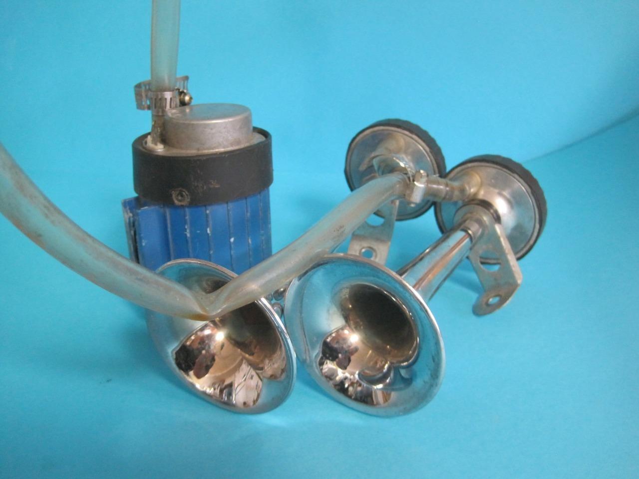 Vintage FIAMM TIPO CS 12V Air Horn Compressor Pump w/Dual Chrome Horns