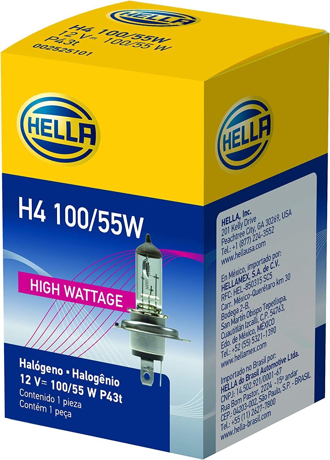 HELLA H4 100/55W High Wattage Bulb, 12V