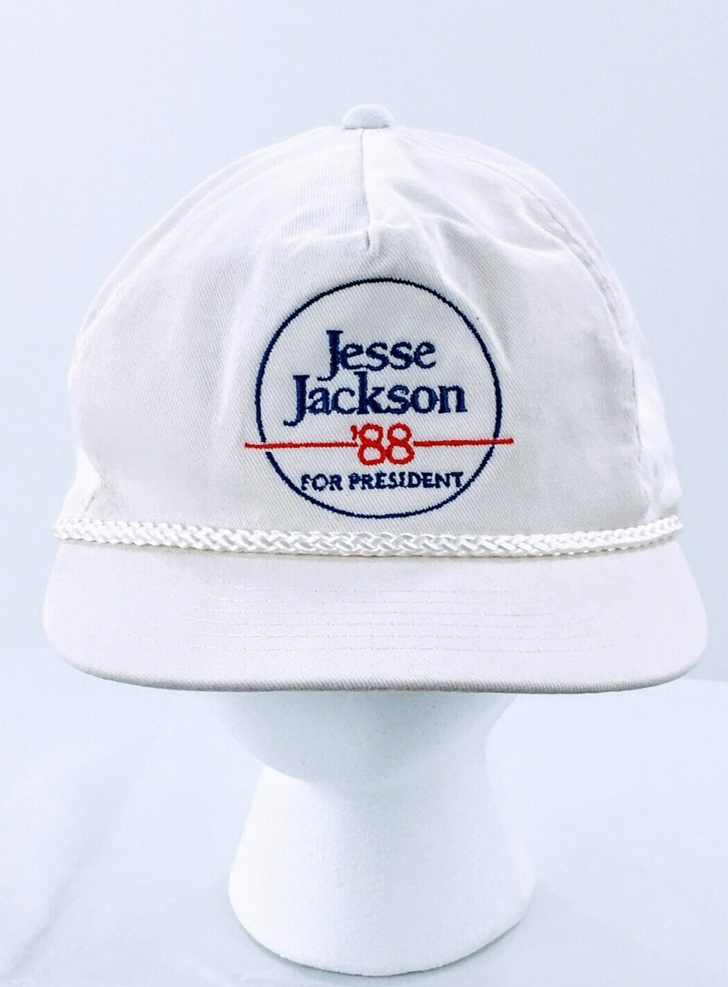 Vintage Jesse Jackson For President 1988 Campaign Strapback Rope Cap White