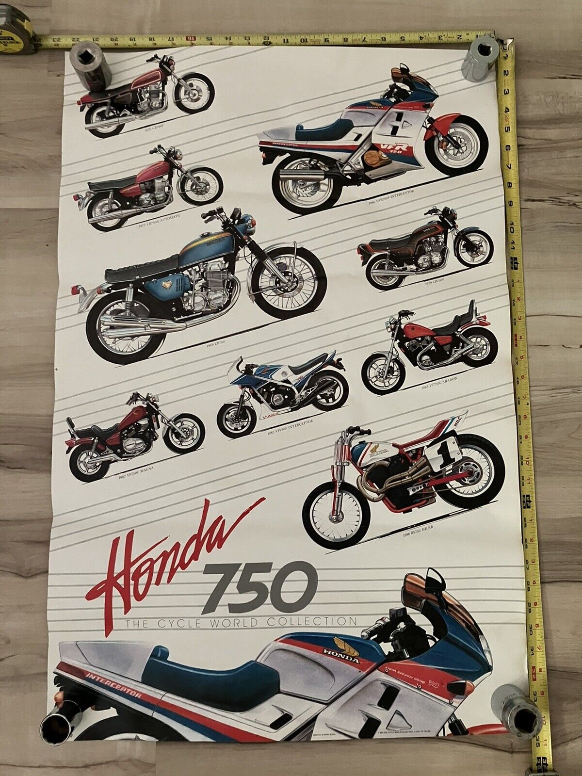 Honda Motocycle 750 Poster 1986 ~22.5”x34.5”