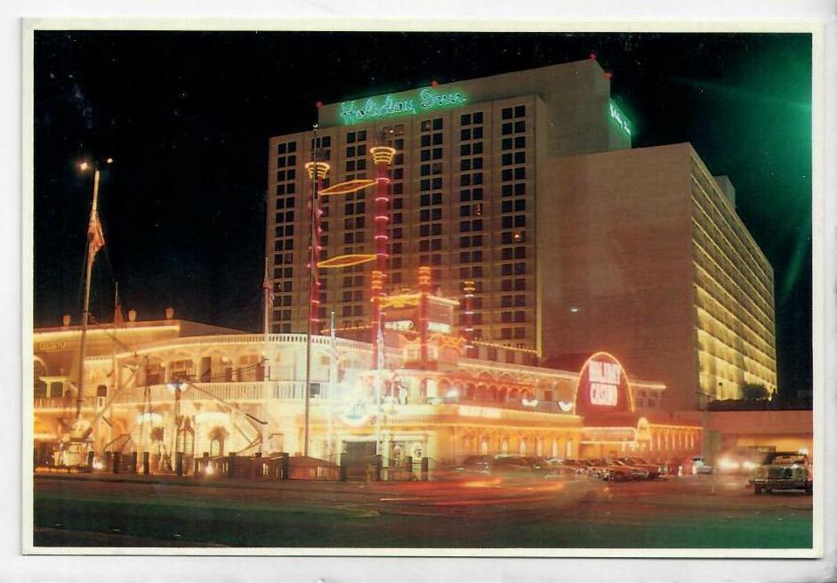 1970s Holiday Inn Paddle wheel Boat frt Las Vegas Strip Hotel Casino postcard NV