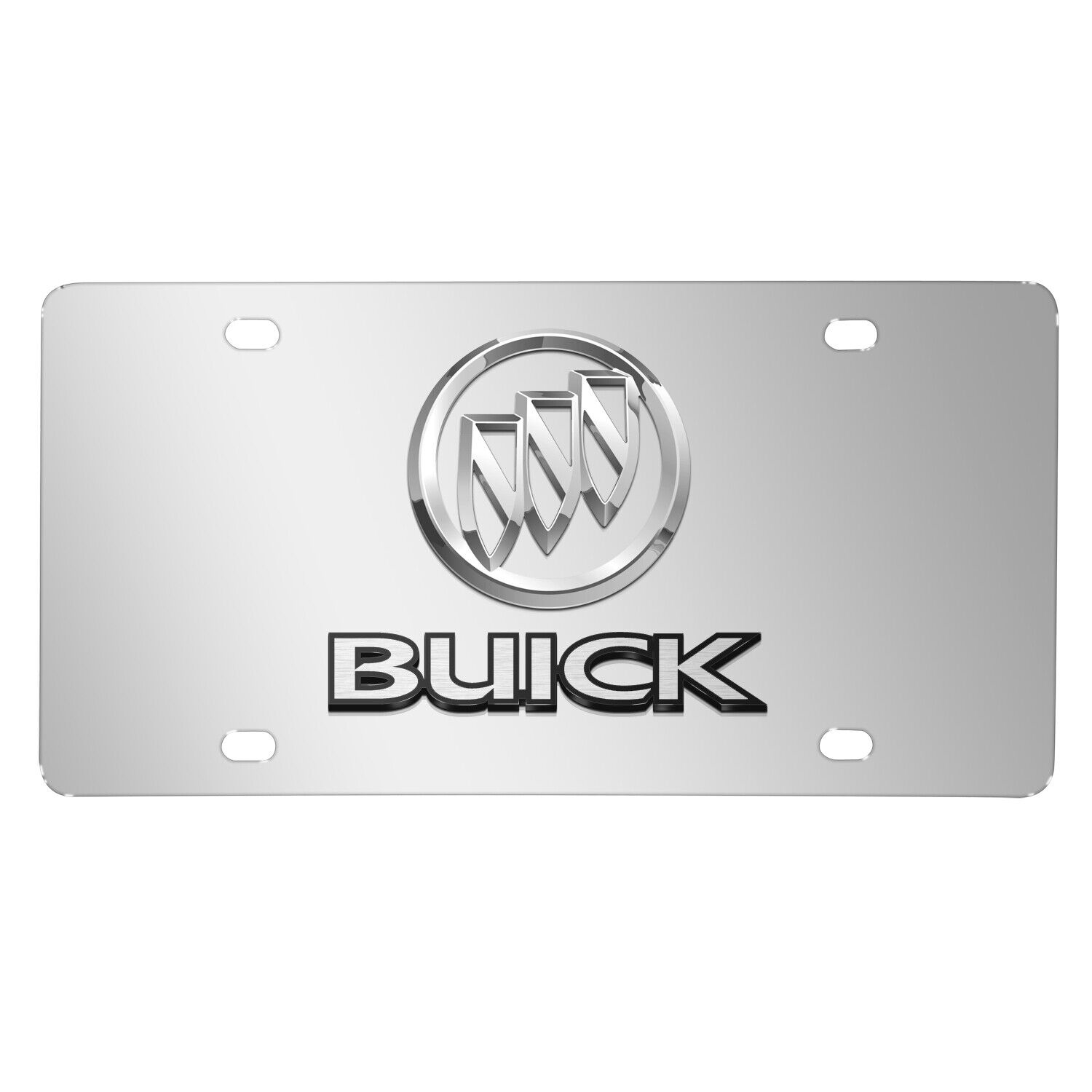 Buick 3D Dual Logo Mirror Chrome Logo Chrome Stainless Steel License Plate