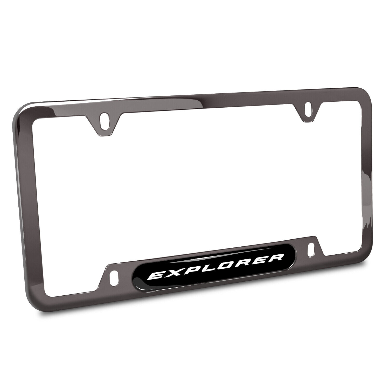 Ford Explorer Black Insert Gunmetal Chrome Stainless Steel License Plate Frame
