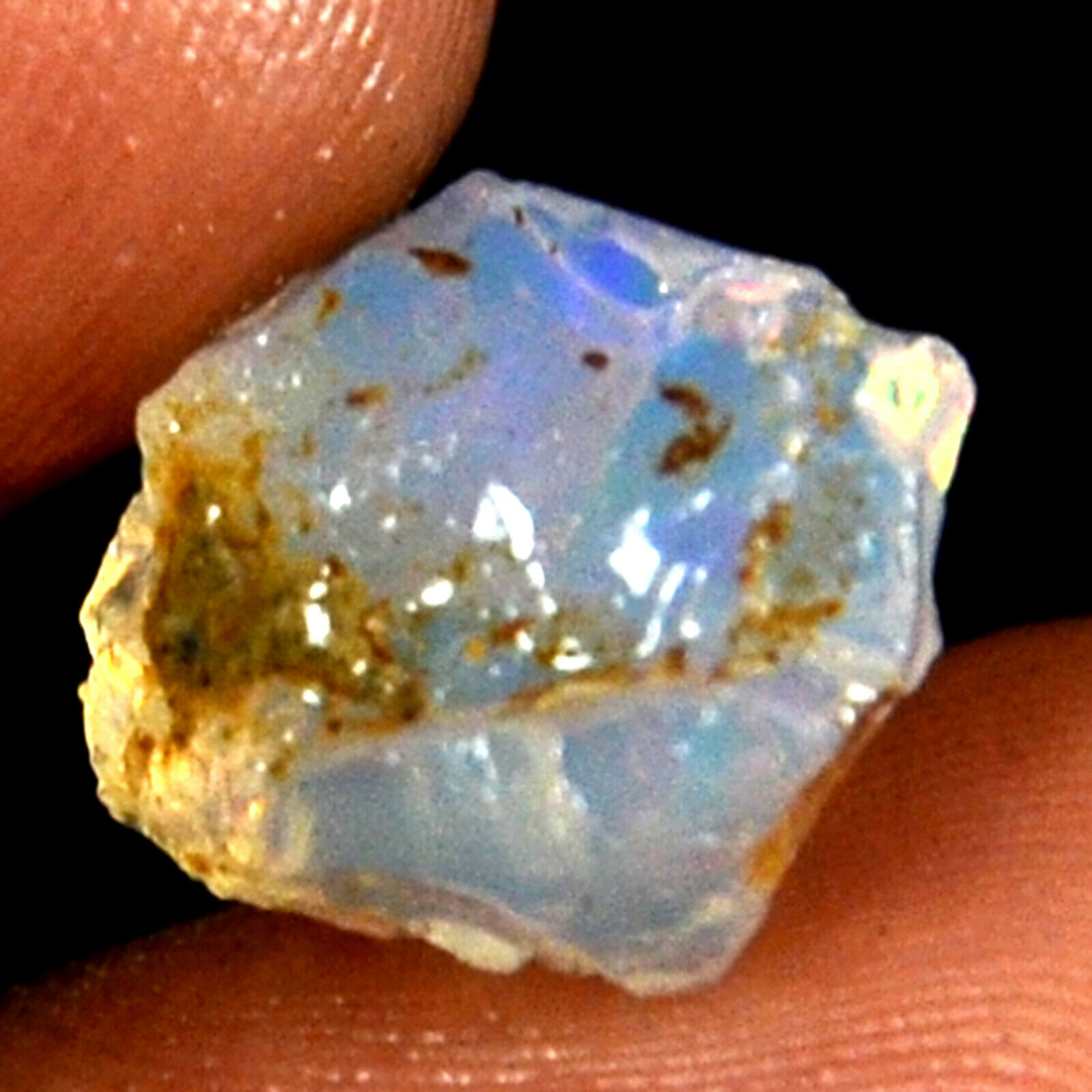 100% Natural Ethiopian Crystal Black Opal Play Of Color Rough Specimen