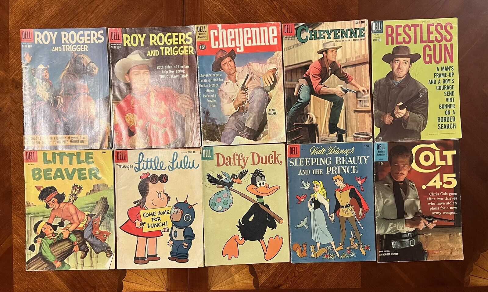 10 Vintage Dell Comics Years 1955 1957 1958 1959 1960 Colt 45 Daffy Cheyenne Etc