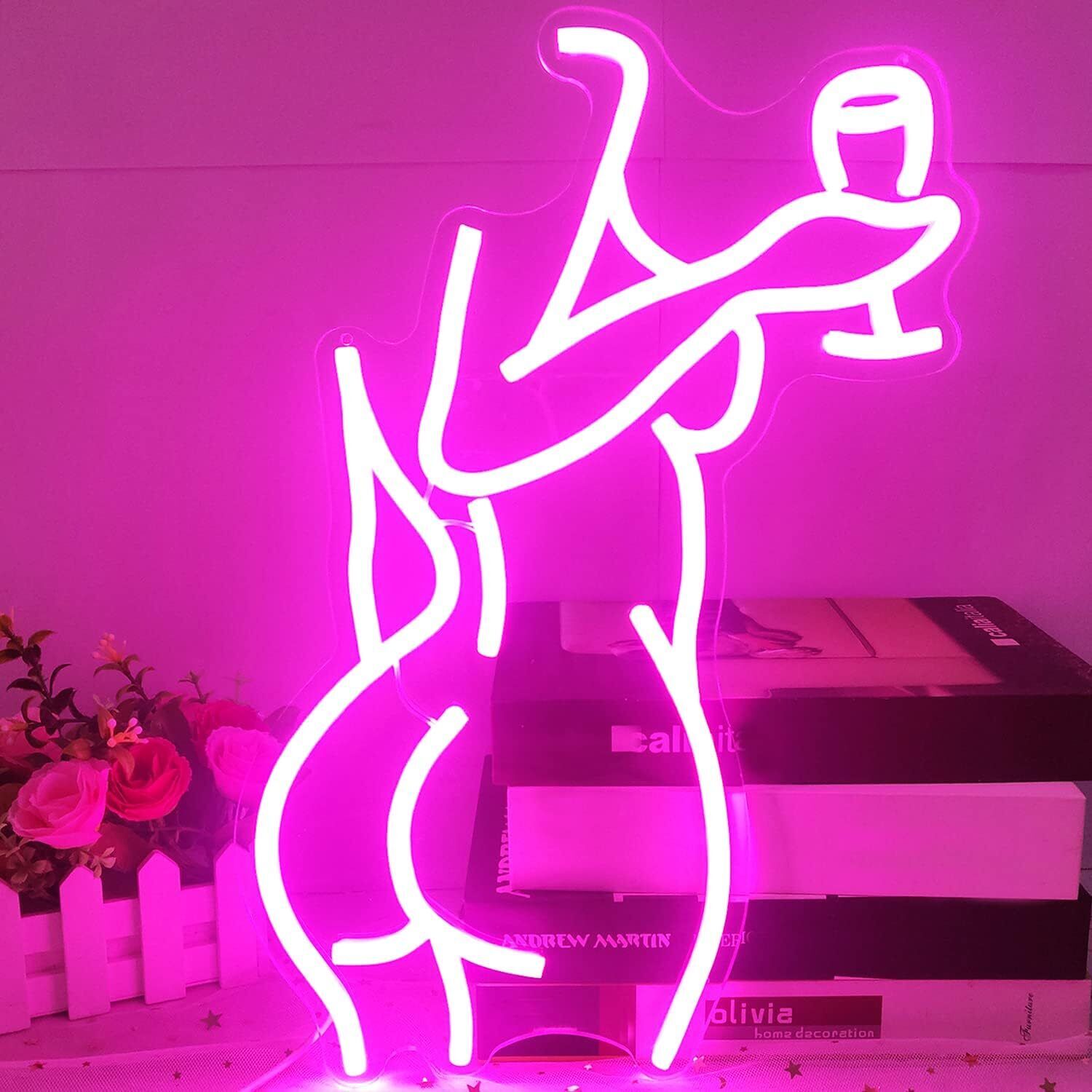 16X11'' LED Pink Lady Neon Sign USB Power With Dimmer for Man Cave Bar Club