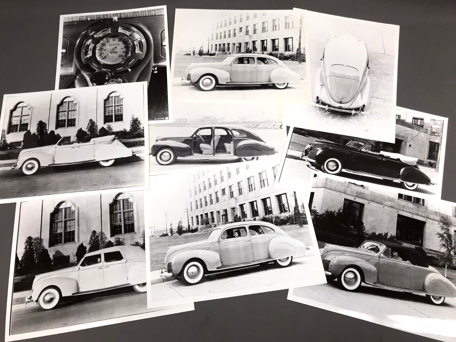 c.1938 LINCOLN ZEPHYR Lot of 9 Vtg Photos Gelatin Silver Historical Automobilia