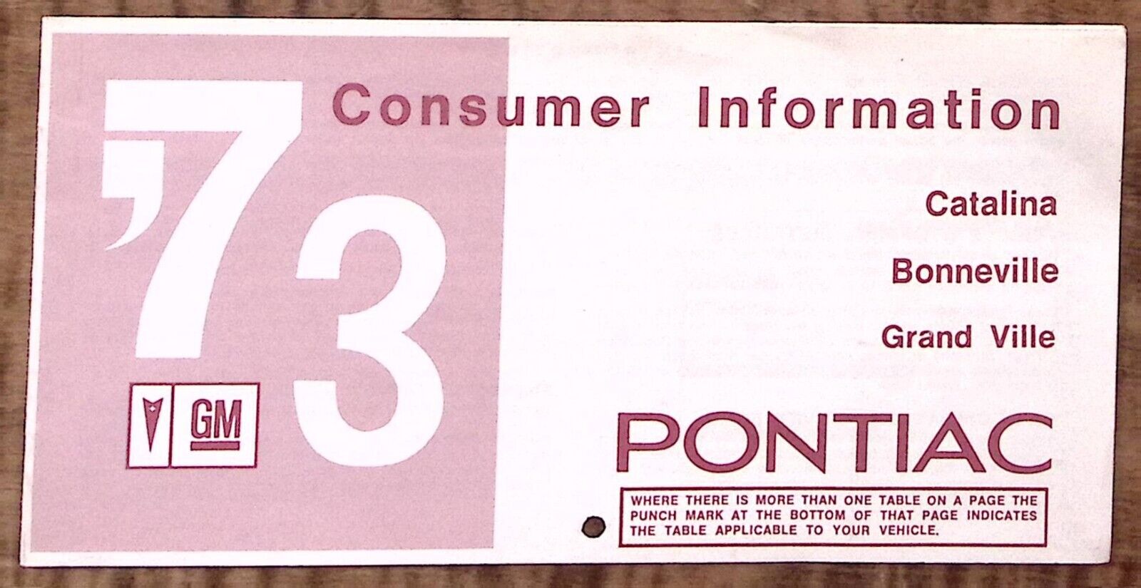 1973 PONTIAC CONSUMER INFORMATION BOOKLET CATALINA BONNEVILLE GRAND VILLE  Z4743