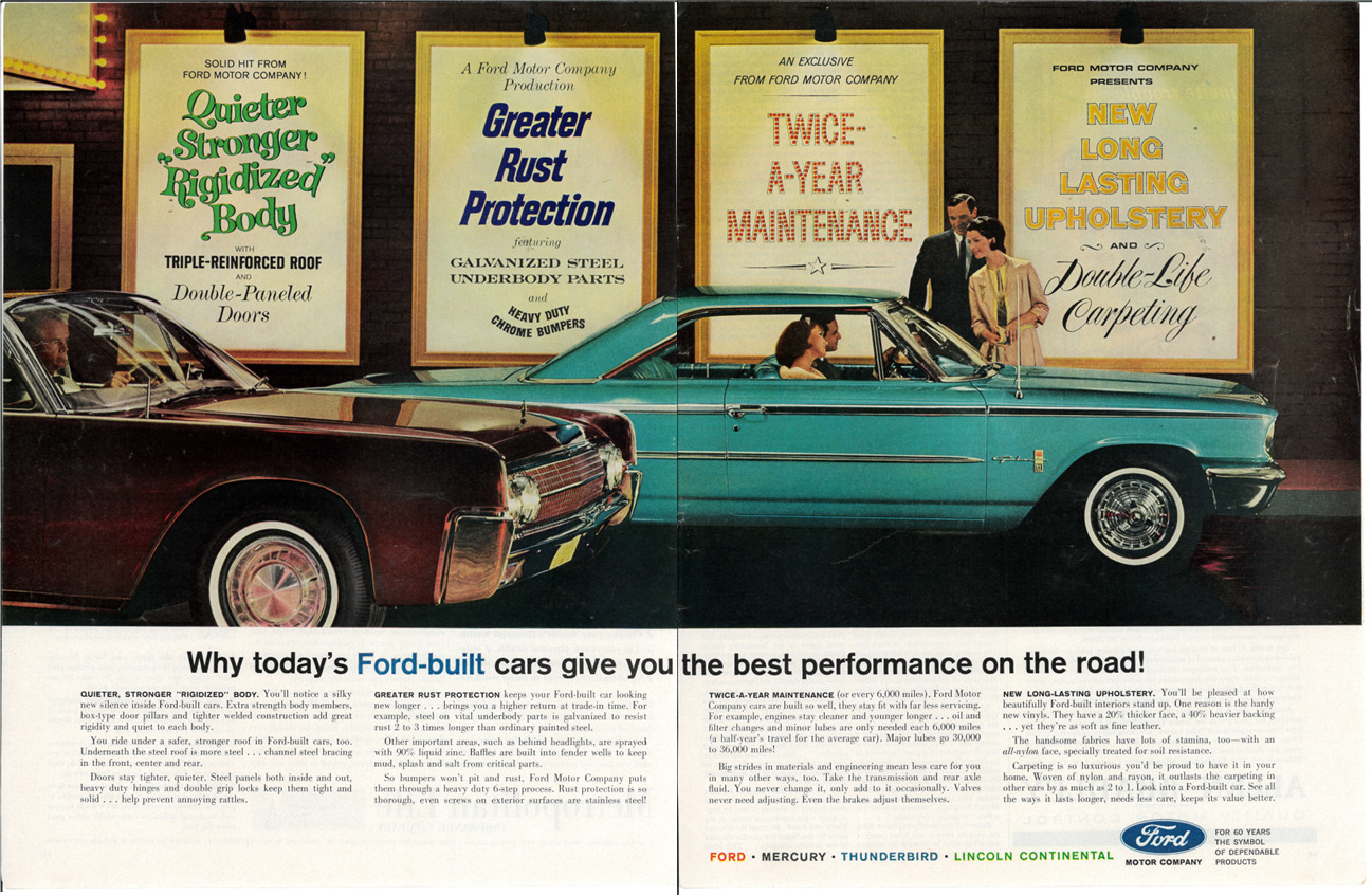 1963 FORD GALAXIE Automobile Car Motors 2 Page Vintage Magazine Print Ad