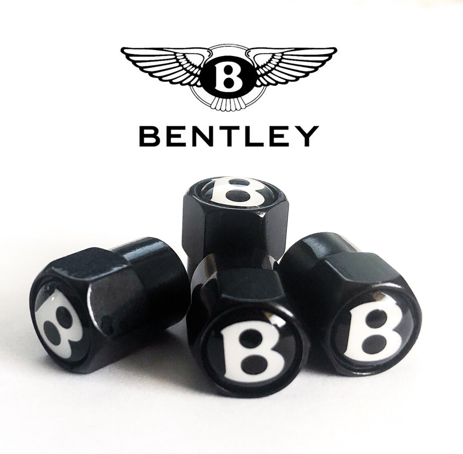 Bentley Wheel Tyre Valve Caps x 4. Continental Bentayga Flying Spur Azure Arnage