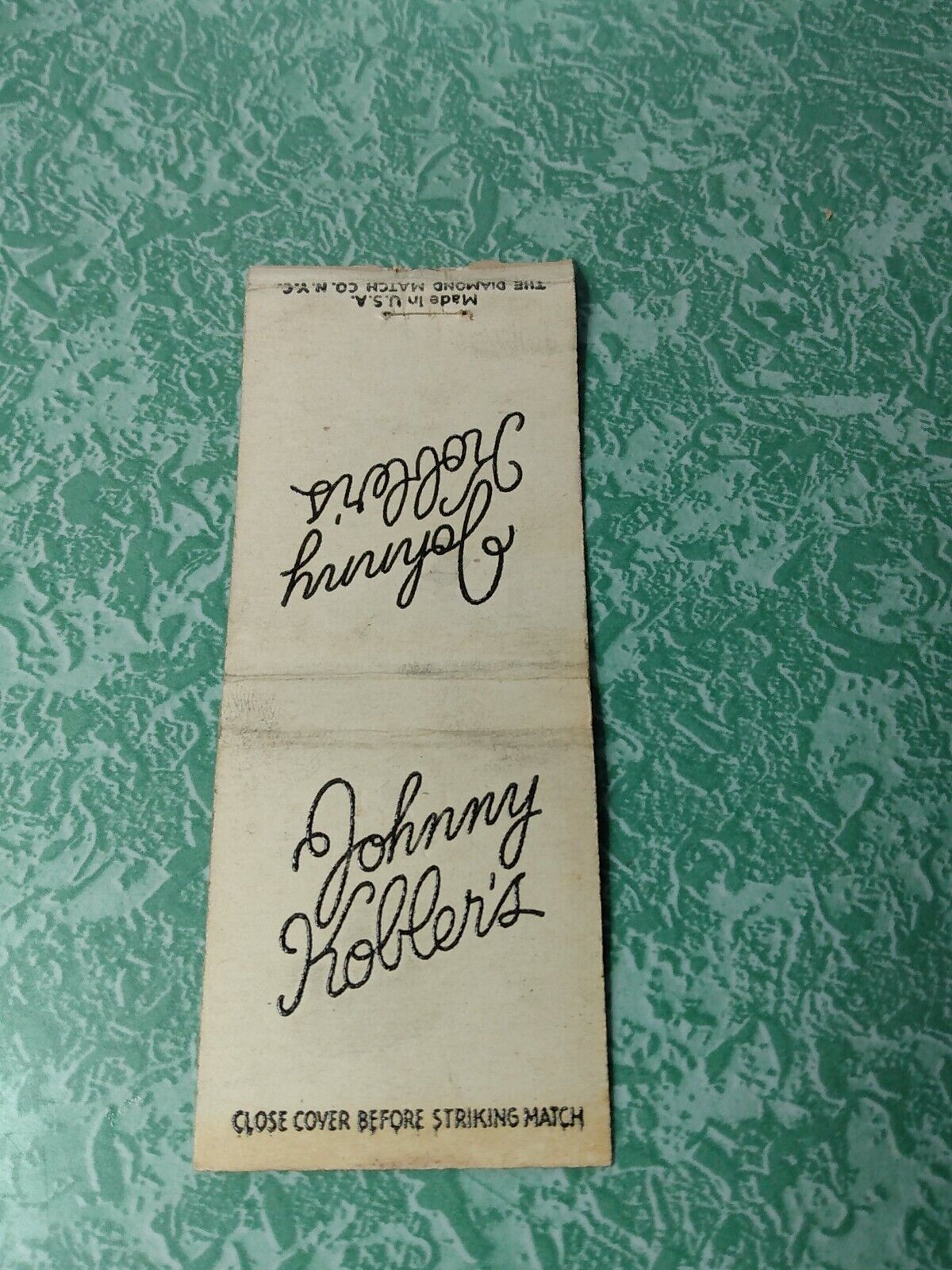 Vintage Matchbook Collectible Ephemera D22 Harrisburg Pennsylvania Johnny kobler