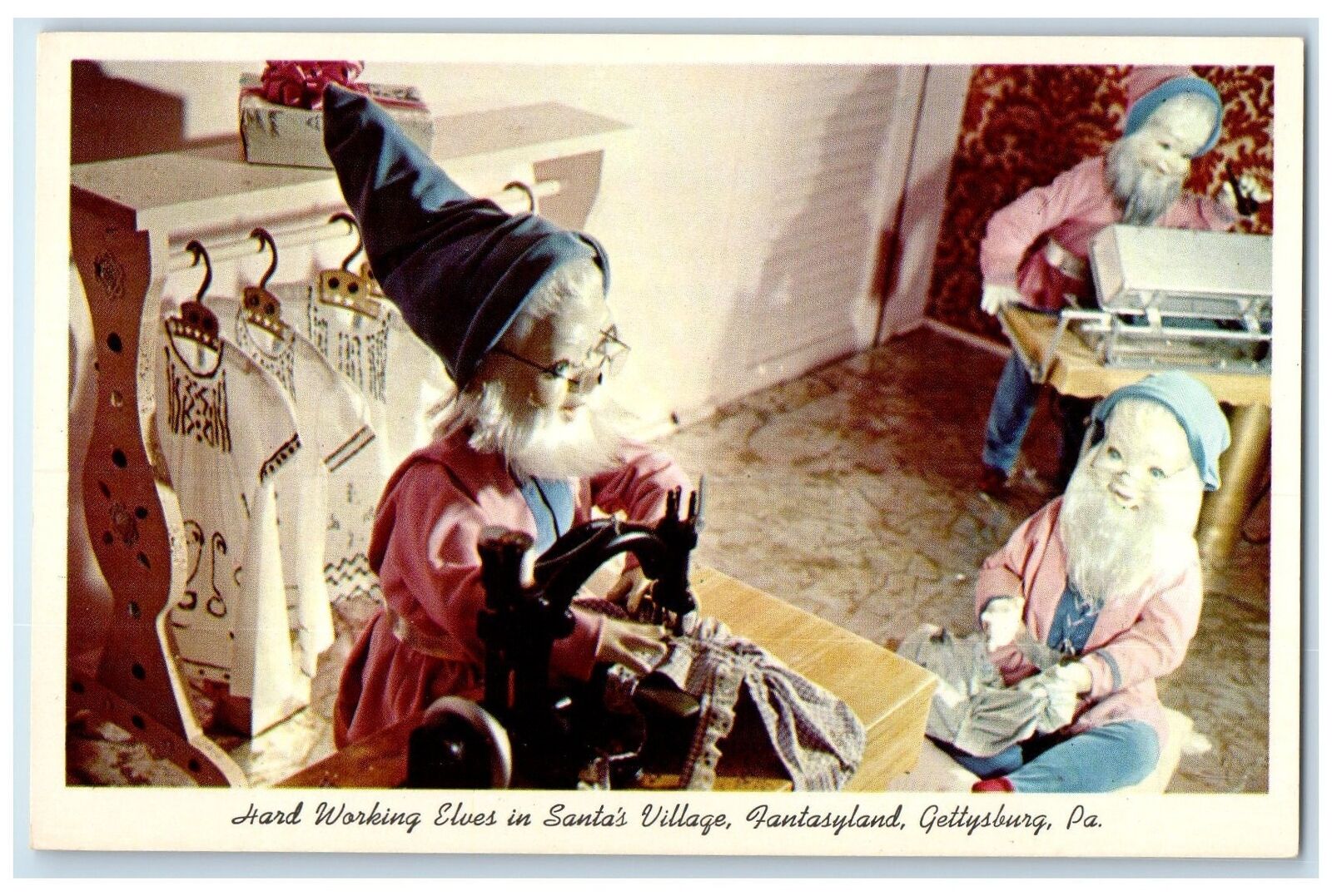c1960 Elves At Work Santa's Village Fantasyland Gettysburg Pennsylvania Postcard